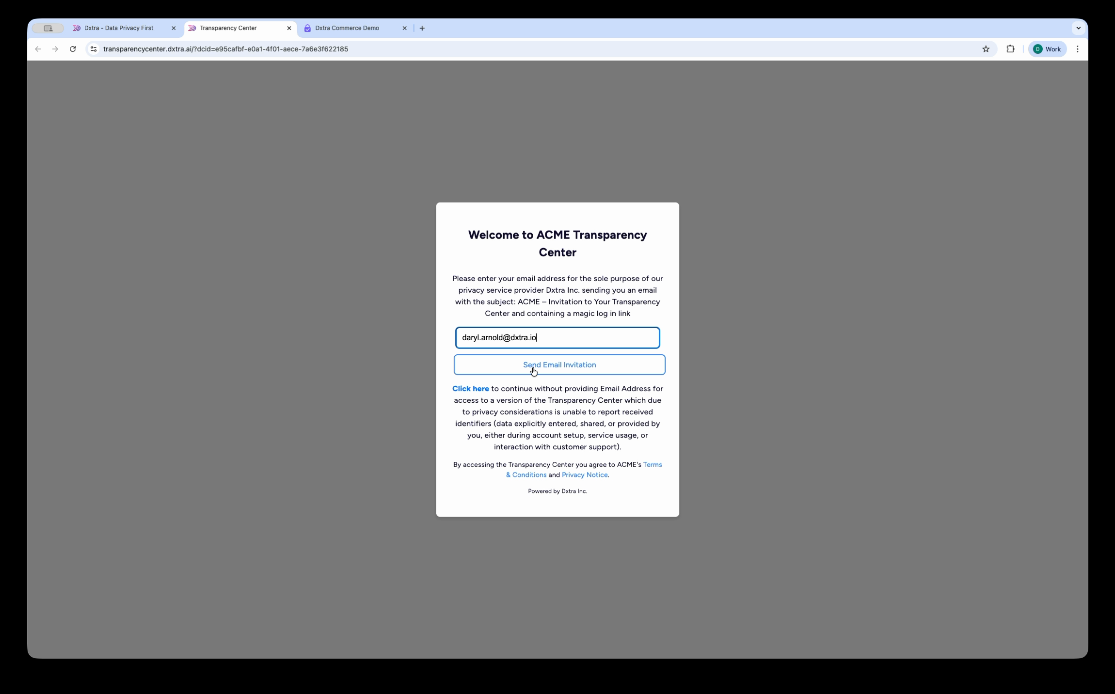 Transparency Center login